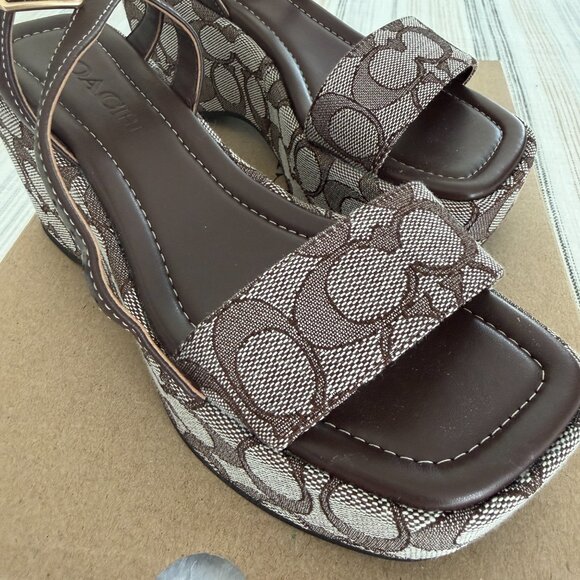 NWB Women's Coach Signature Gale Wedge Sandal Espadrille Maple US 5B /EUR 35.5B - Picture 2 of 6